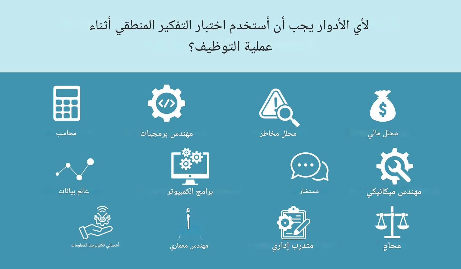 الأدوار التي تستخدم اختبارات التفكير المنطقي للتوظيف