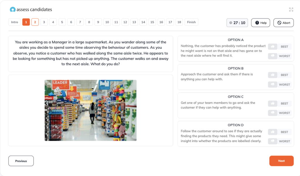 Customer service-based situational judgment sample question