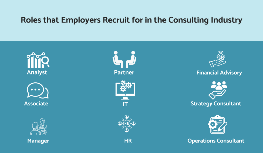 Roles that employers hire for in the consulting industry